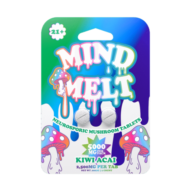 MIND MELT 2CT NEUROSPORIC MUSHROOM TABLETS 5000MG PER PACK – KIWI ACAI
