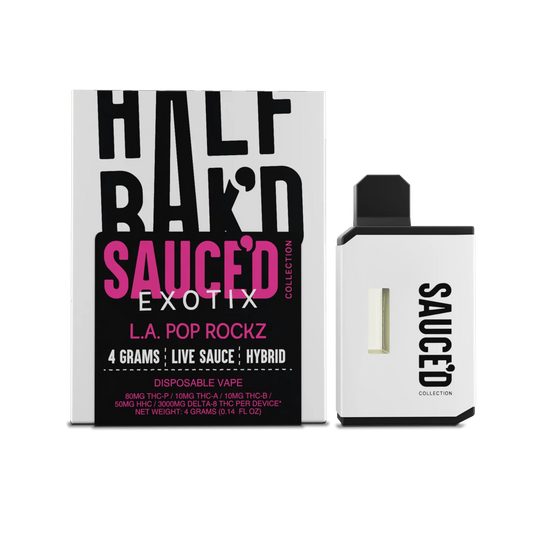 HALF BAKED SAUCED L.A. POP ROCKZ  4 GRAMS LIVE SAUCE HYBRID DISPOSABLE VAPE 80MG THC-P 5OMH HHC/