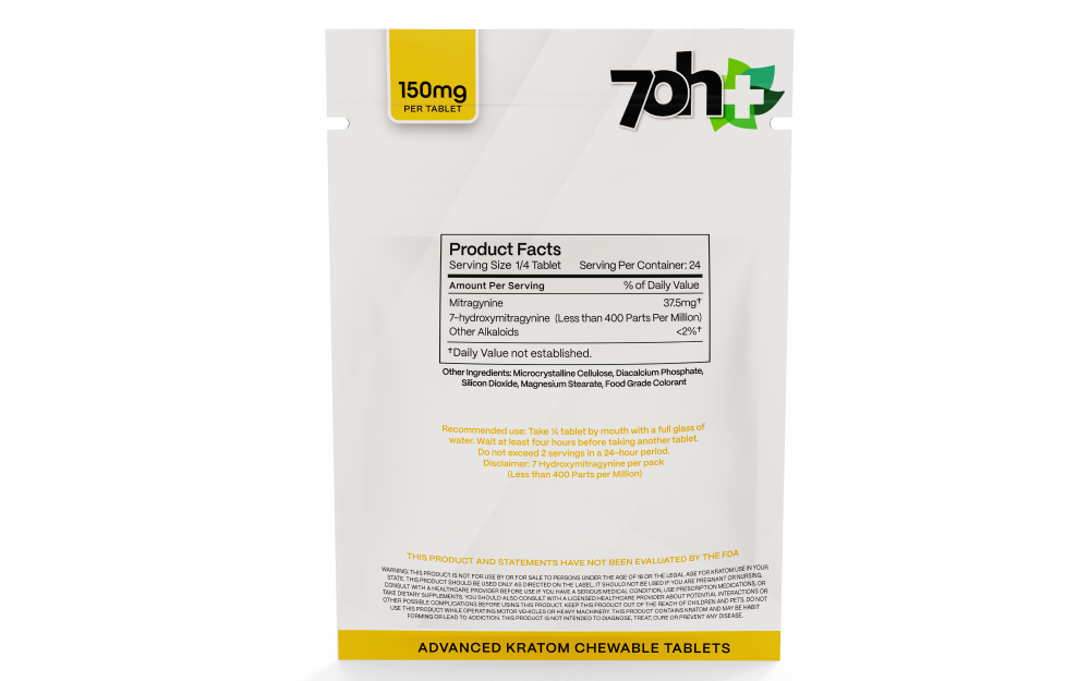 7 OH PLUS - MIT80 80% Kratom ExtractChewable Tabs 150mg per Tablet