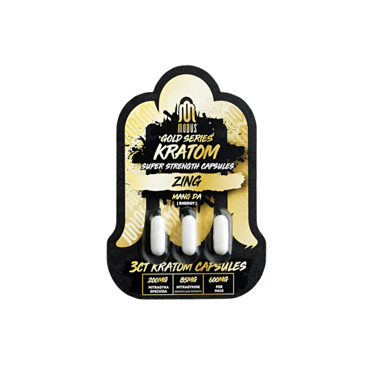 MODUS KRATOM GOLD SERIES SUPER STRENGTH CAPSULES 600MG 3CT - ZING MAENG DA (ENERGY) - Seven Tech