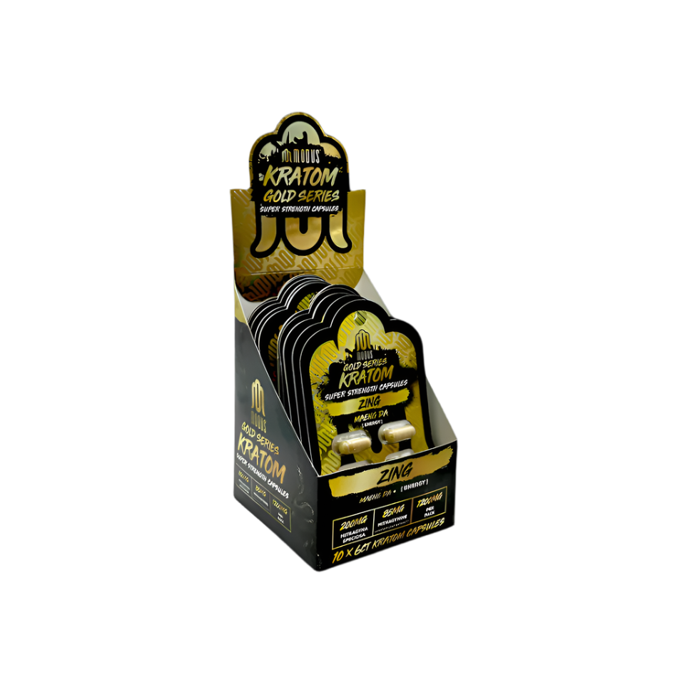 MODUS KRATOM GOLD SERIES SUPER STRENGTH CAPSULES 1200MG 6CT - ZING MAENG DA (ENERGY) - Seven Tech