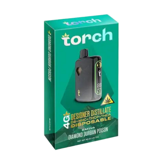 TORCH DESIGNER DISTILLATE 4G DISPOSABLE - DIAMOND DURBAN POISON SATIVA