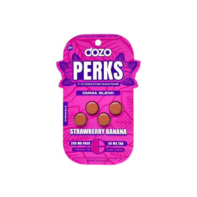 Dozo Perks 4ct 7OH Omnia Blend Strawberry Banana Chewable Tabs 50mg per Tablet - Seven Tech