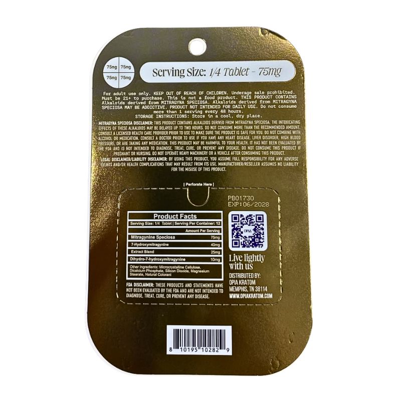 Opia Advanced Alkaloids 7-Hydroxymitragynine Tablets 3ct 300mg Per Tablet