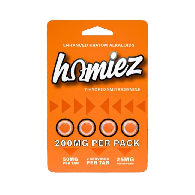HOMIEZ 7-HYDROXYMITRAGYNINE TABLETS 4CT / 50MG EACH – TANGERINE