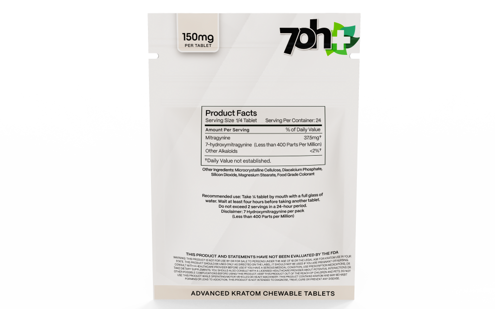 7 OH PLUS - MIT80 80% Kratom ExtractChewable Tabs 150mg per Tablet