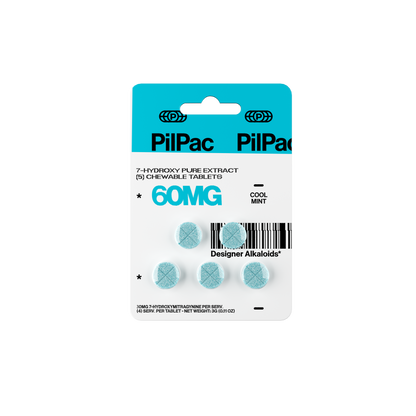 PILPAC DESIGNER ALKALOIDS 7- HYDROXY CHEWABLE TABLETS 60MG 5CT - COOL MINT