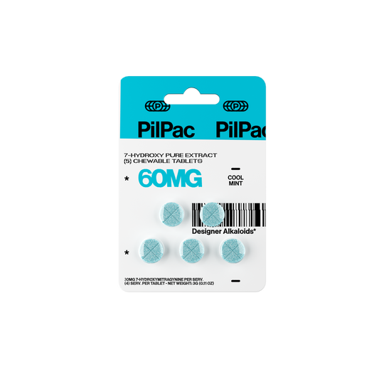 PILPAC DESIGNER ALKALOIDS 7- HYDROXY CHEWABLE TABLETS 60MG 5CT - COOL MINT