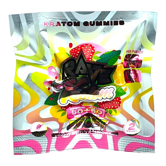RAVE KRATOM GUMMIES 2CT - STRAWBERRY LEMONADE (KRATOM 50MG + CAFFEINE 50MG)