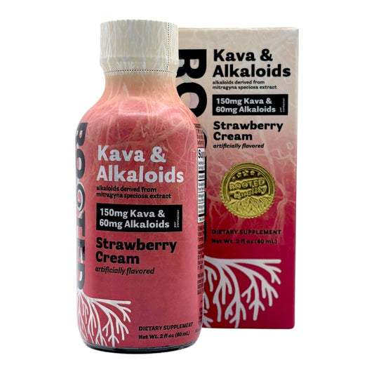ROOTED KAVA & ALKALOIDS SHOTS 60ML 150MG KAVA / 60MG ALKALOIDS - STRAWBERRY CREAM
