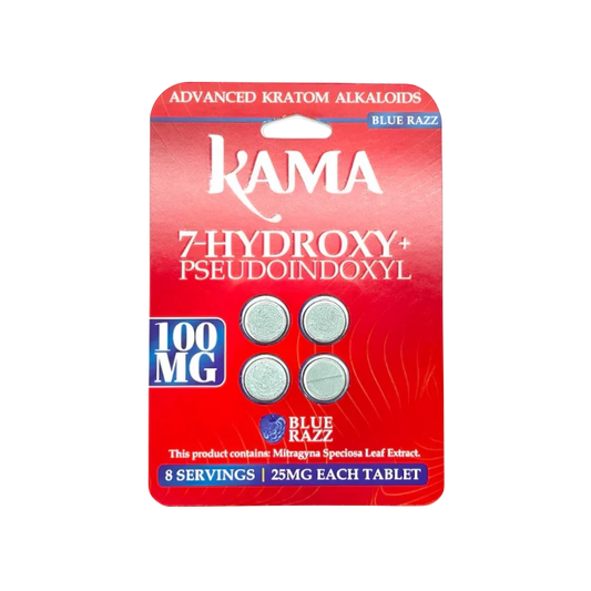 KAMA 4ct 7OH + Psuedoindoxyl Tabs Blue Razz 25mg per Tablet - Seven Tech