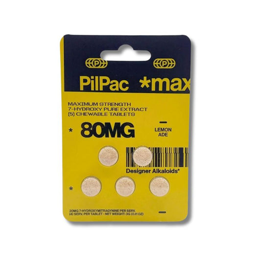 PILPAC MAX DESIGNER ALKALOIDS MAXIMUM STRENGTH 7- HYDROXY CHEWABLE LEMONADE TABLETS 80MG 5CT 