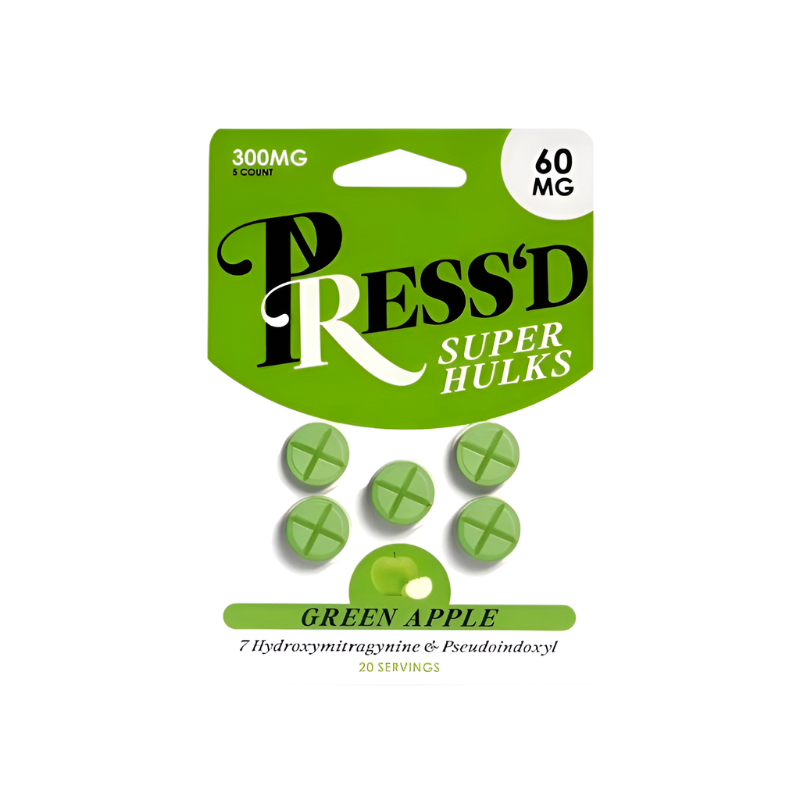 Press'D 5ct 7OH Tabs Super Hulks Green Apple 60mg per Tablet