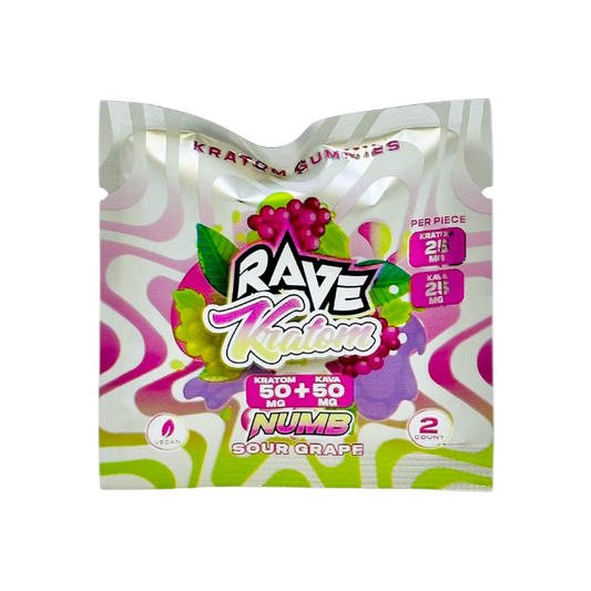 RAVE KRATOM GUMMIES 2CT - SOUR GRAPE (KRATOM 50MG + KAVA 50MG)