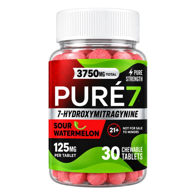 🎁 Pure7 Pure Strength 7-Hydroxymitragynine Chewable tablets 30ct 125mg Per Tablet (100% off)