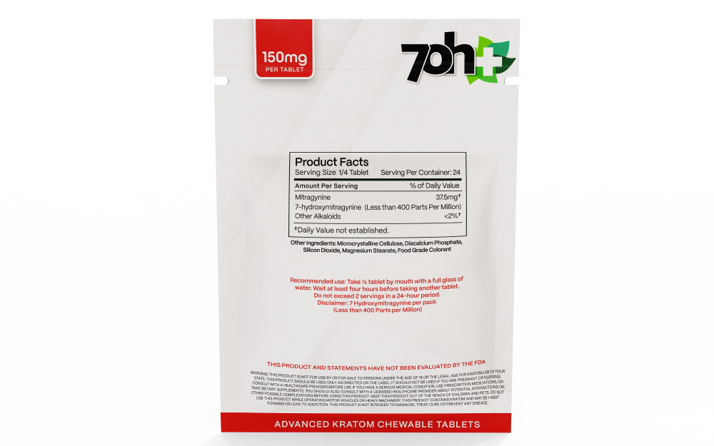 7 OH PLUS - MIT80 80% Kratom ExtractChewable Tabs 150mg per Tablet
