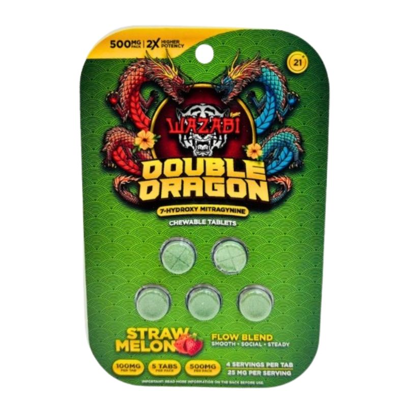 Wazabi Double Dragon 7-Hydroxymitragynine Chewable Tablets 5ct 100mg Per Tablet