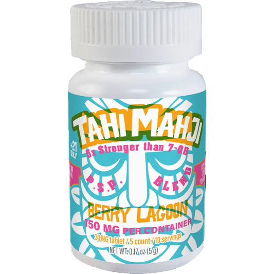 Bottle of Tahi Mahuj Berry Lagoon with colorful label on a white background
