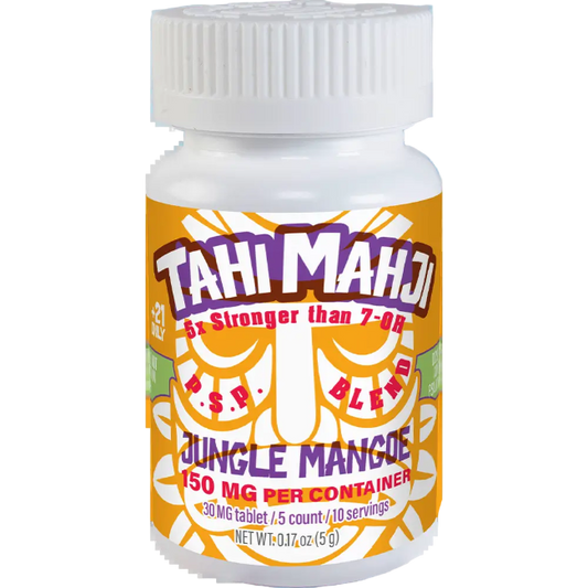 Bottle of Tahi Mahji Jungle Mango supplement on a white background