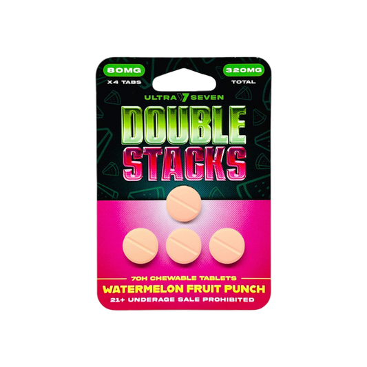 Ultra Seven Double Stacks 4ct 7OH Chewable Tab Watermelon Fruit Punch 80mg Per Tablets
