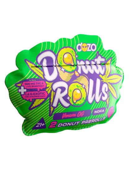 DOZO - THC A DONUT PRE-ROLLS - 2 COUNT - VENOM OG - INDICA