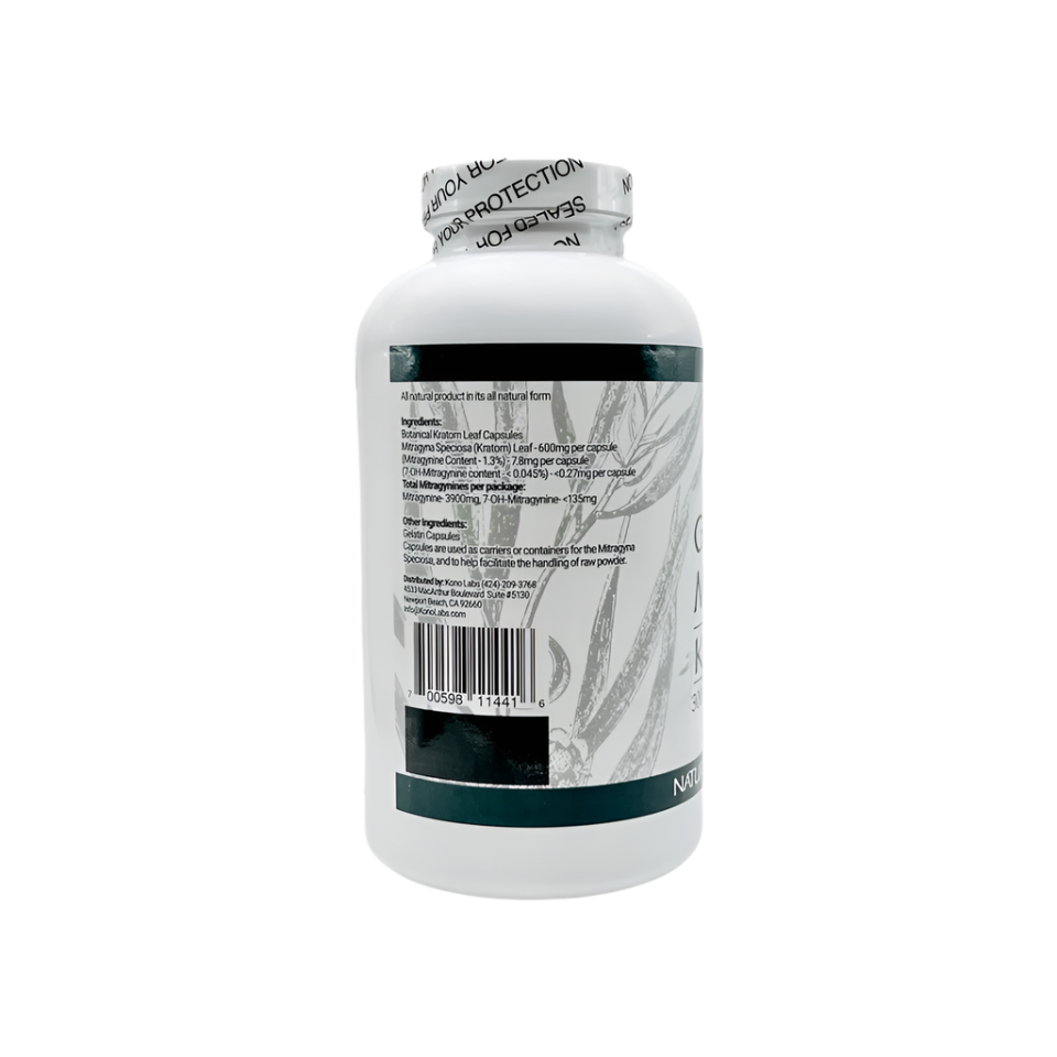 WHOLE HERBS KRATOM CAPSULES 60CT / 36G / 1.3OZ - MAENG DA GREEN VEIN - Seven Tech