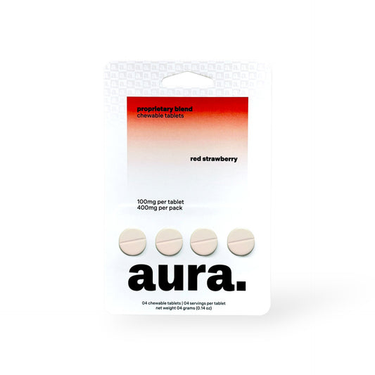 AURA. PROPRIETARY BLEND CHEWABLE TABLETS 100MG 4CT - RED STRAWBERRY