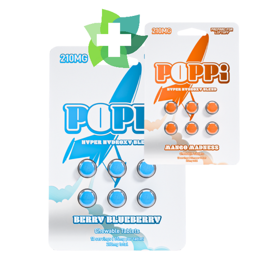 Poppi 6ct 7OH Tabs Berry Blueberry 35mg Per Tablet (+ Bonus Poppi Mango)