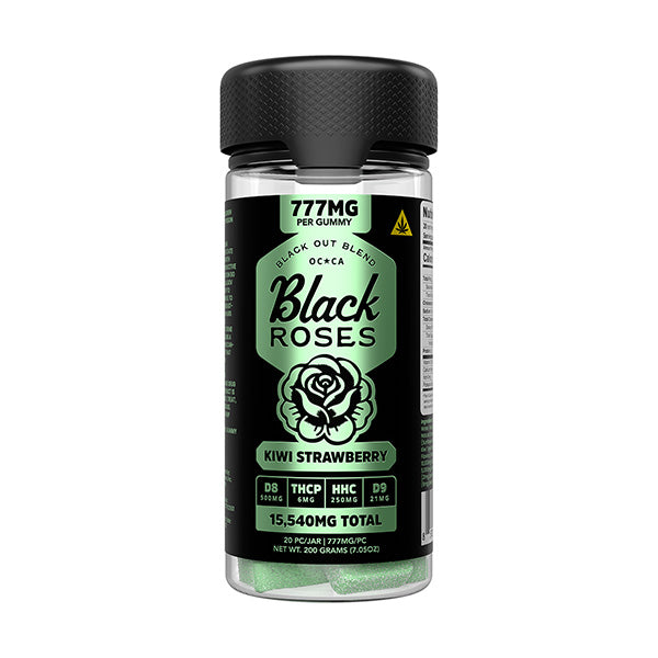 BLACK ROSES BLACK OUT BLEND GUMMIES 777MG 20CT JAR - KIWI STRAWBERRY