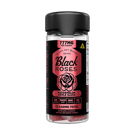 BLACK ROSES BLACK OUT BLEND GUMMIES 777MG 20CT JAR - WATERMELON APPLE SLUSH