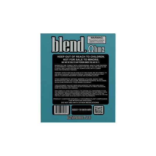 Blend Ωhmz product packaging.