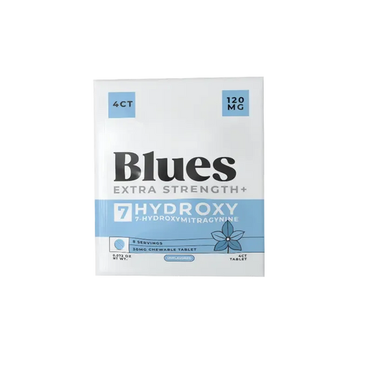Blues 4ct 7OH Unflavored Chewable Tabs 30mg Per Tablet - Seven Tech
