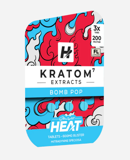 STRAIGHT HEAT KRATOM EXTRACT TABLETS 200MG 3CT - BOMB POP