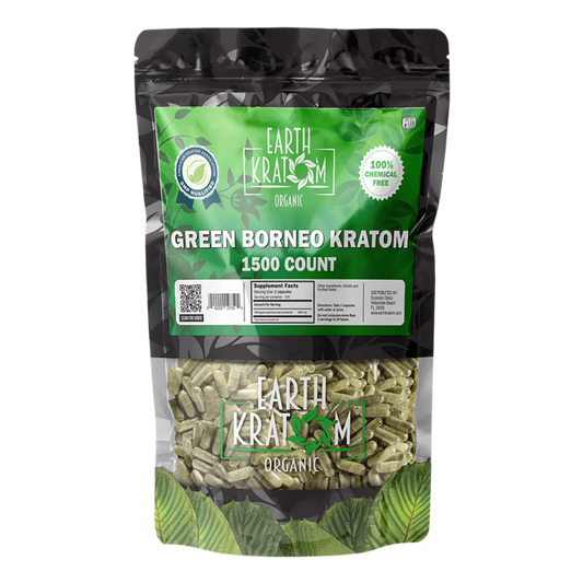 EARTH KRATOM 1500CT CAPSULES - BORNEO GREEN VEIN - Seven Tech