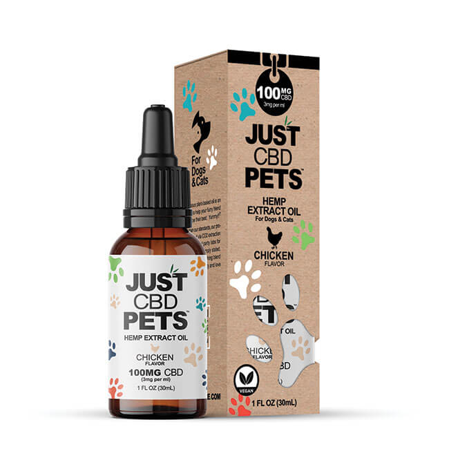 JUST PETS CBD OILS TINCTURE 100MG 1FLOZ - CHICKEN FLAVOR
