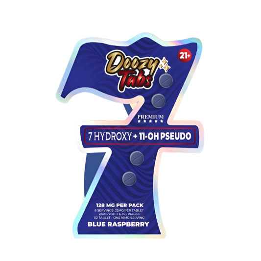 Doozy Tabs 4ct 7OH+11OH Pseudo Chewable Tabs Blue Raspberry 32mg per Tablet