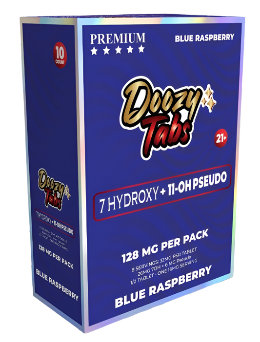 Doozy Tabs 4ct 7OH+11OH Pseudo Chewable Tabs Blue Raspberry 32mg per Tablet