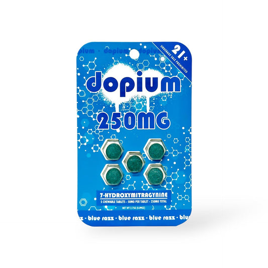DOPIUM 7-HYDROXY CHEWABLE TABLETS 5CT 50MG PER TABLET - BLUE RAZZ