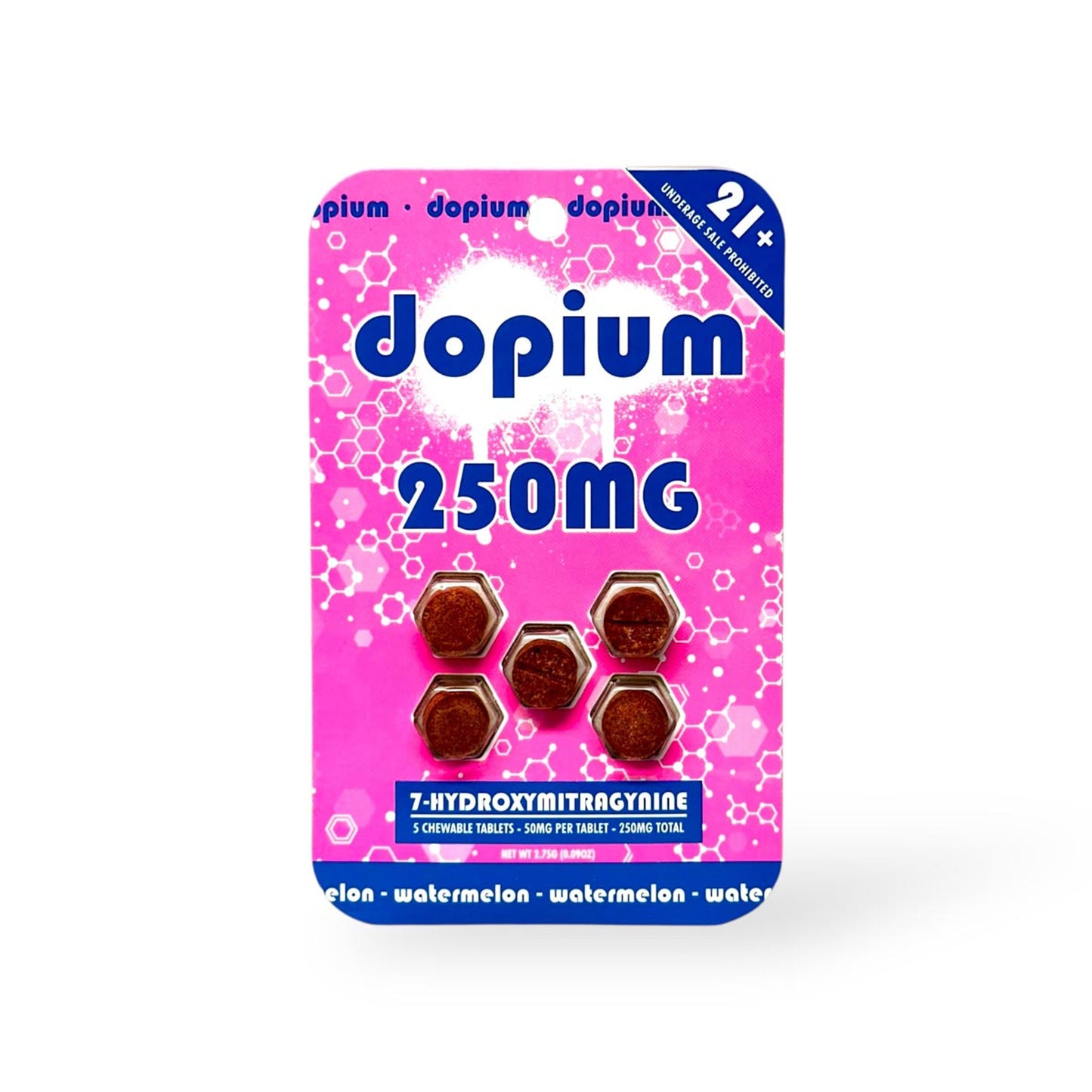 DOPIUM 7-HYDROXY CHEWABLE TABLETS 5CT 50MG PER TABLET - WATERMELON