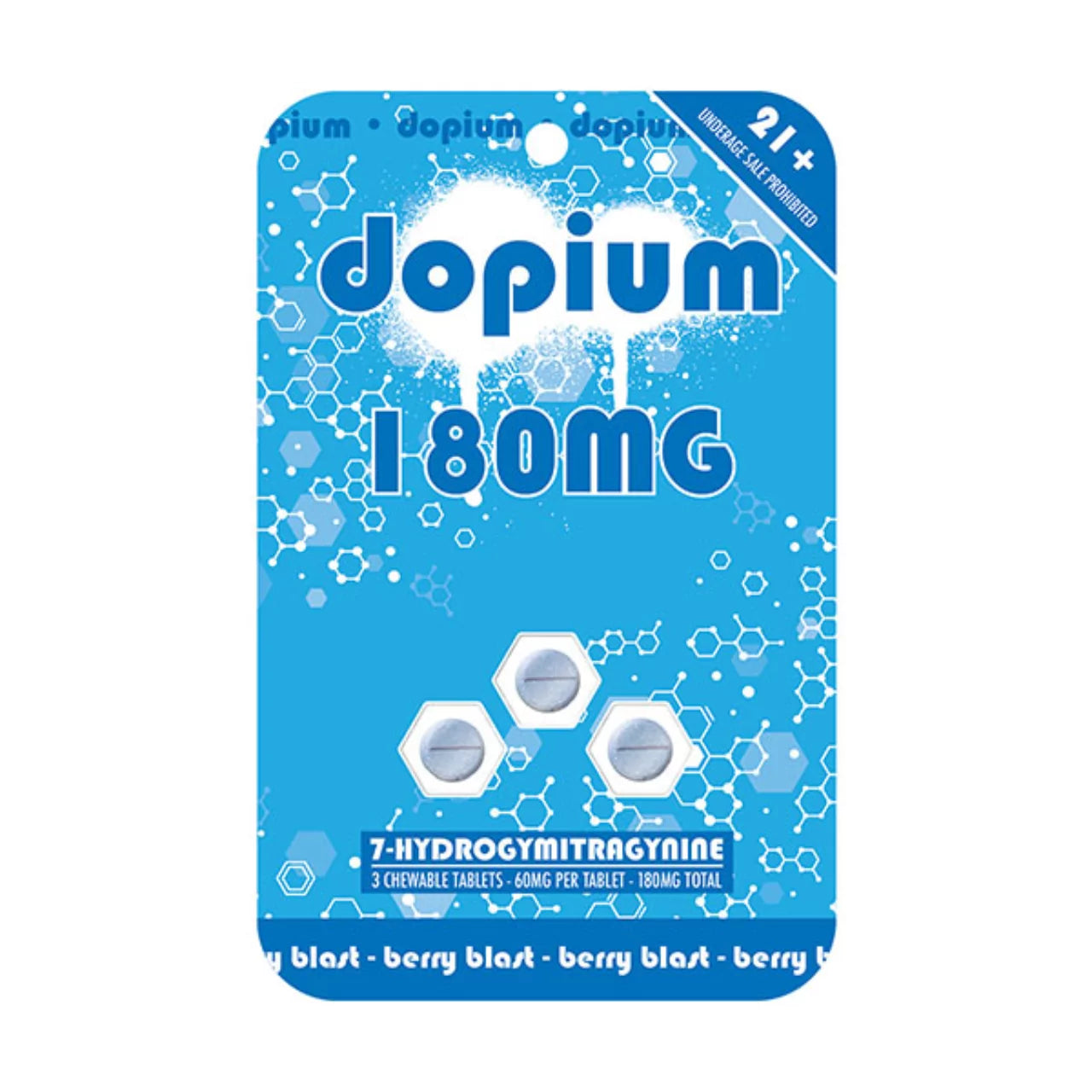 DOPIUM 7-HYDROXY CHEWABLE TABLETS 3CT 60MG PER TABLET - BERRY BLAST