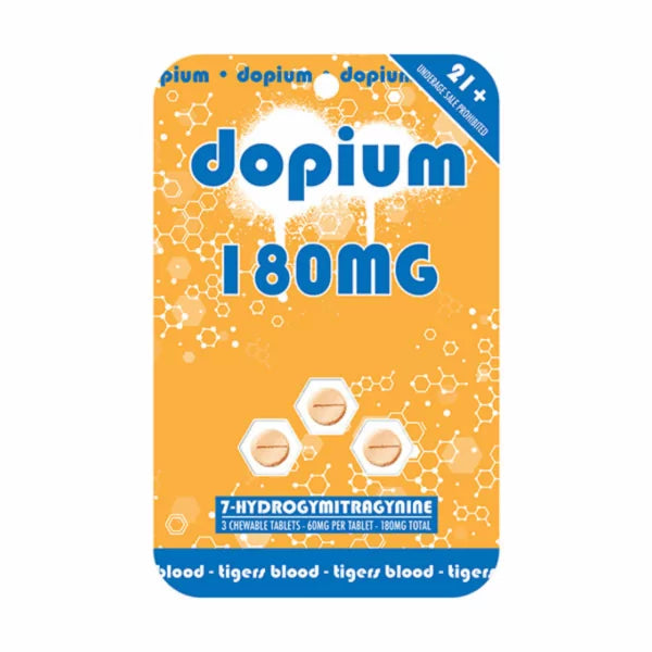 DOPIUM 7-HYDROXY CHEWABLE TABLETS 3CT 60MG PER TABLET - TIGERS BLOOD