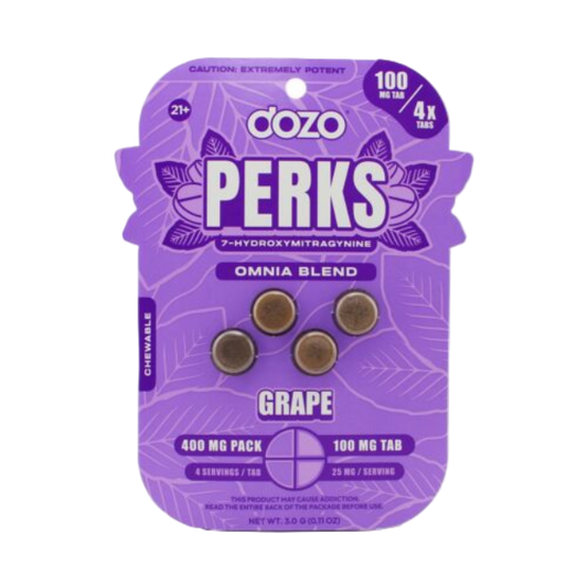 DOZO PERKS 4CT 7-OH CHEWABLE TABS 100MG PER TABLET – OMNIA BLEND GRAPE