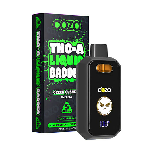 DOZO - THC-A LIQUID BADDER 5G DISPOSABLES - GREEN GUSHERS - INDICA