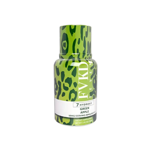 Green leopard-print supplement bottle.