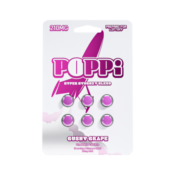 Poppi 6ct 7OH Tabs Gushy Grape 35mg Per Tablet (+ Bonus Poppi Mango)