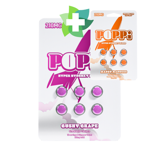 Poppi 6ct 7OH Tabs Gushy Grape 35mg Per Tablet (+ Bonus Poppi Mango)