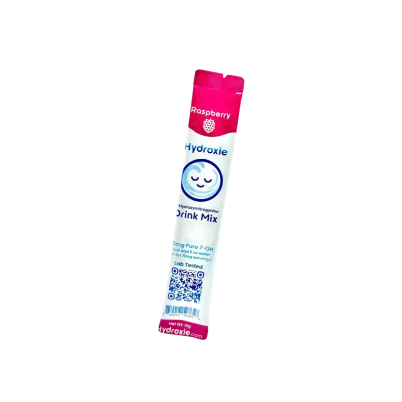 Pink and white Hydrasie drink mix packet with a sleepy face logo.