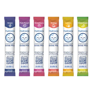 Variety pack of Hydroxie drink mix packets.