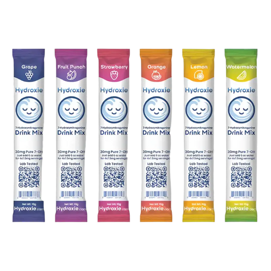 Variety pack of Hydroxie drink mix packets.