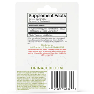 Supplement facts label and barcode for DrinkJubi.com product.